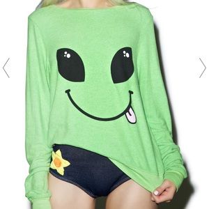 Wildfox “I come in peace” alien baggy beach jumper